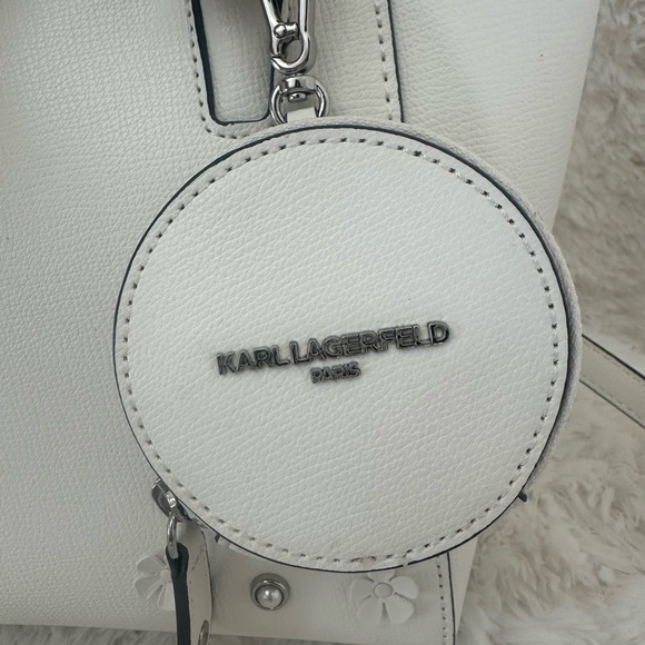 Karl Lagerfeld Winter White Satchel with Floral Details - Picture 6 of 9